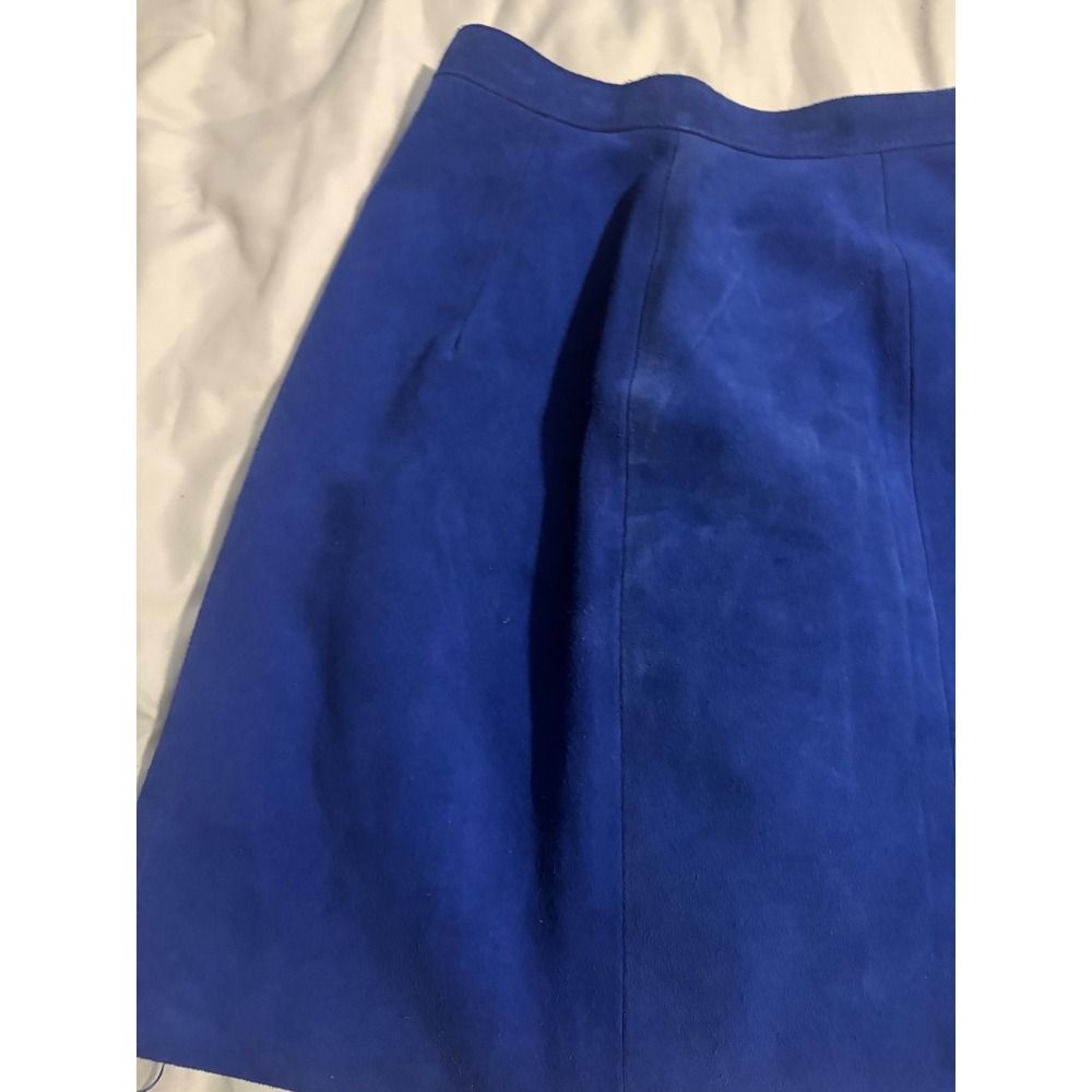Phoenix Skirt Vintage Suede Royal Blue Side Zip Mini Skirt - Picture 2 of 7
